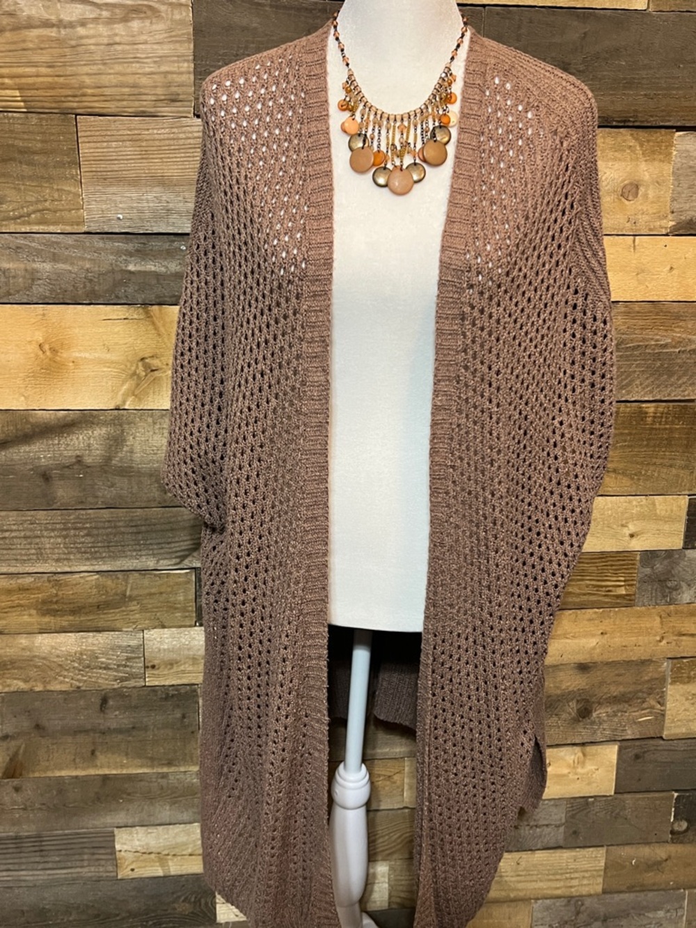 Universal Thread Open-Weave Draped Cardigan in Mauve